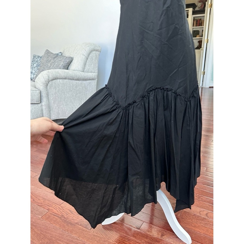 Vintage 2000s Forever 21 Black Asymmetrical Plunge Coquette Cocktail Y2K Dress - Picture 6 of 12